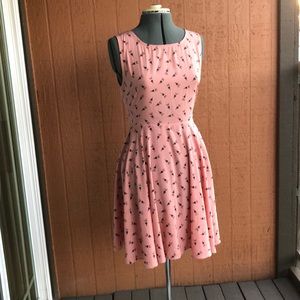 Pink and Black Skater Dress with Zipper